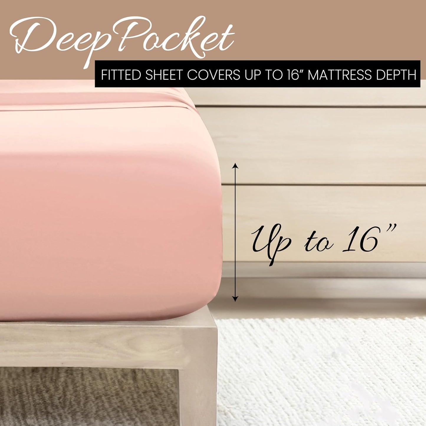 Linen Market Double-Brushed Microfiber Queen Sheet Set 4 Piece – Oeko-TEX Certified Ultra Soft & Wrinkle-Free - 16" Deep Pocket Sheets - Easy Care Queen Size - Blush