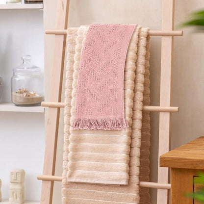 2 Pcs Boho Bathroom Hand Towel, 13 x 30 Inch Turkish Cotton Decorative Face Towel Soft Hand Towels for Farmhouse Boho Bathroom Decor Kitchen Hotel Spa(Pink)