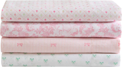 Laura Ashley Kids - Queen Sheet Set, Soft & Wrinkle-Resistant Toddler Bedding Set, Deep Pockets, Girl Bed Sheets with Matching Fitted Sheet & Pillowcases (Tiny Bows Pink)