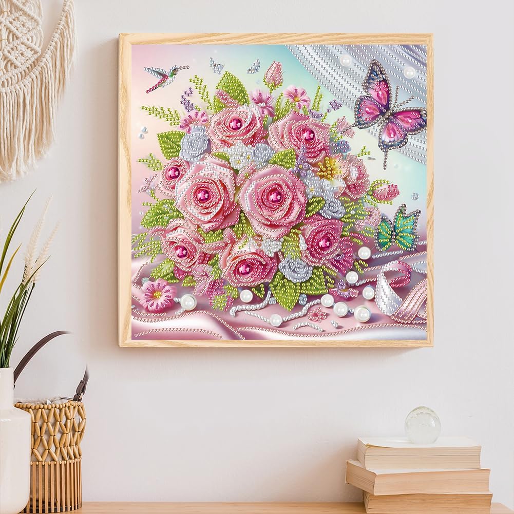 LAKEQUILL 5D DIY Partial Special Shaped Drill Art Painting Kit Flower Decor 30x30cm (AT615)
