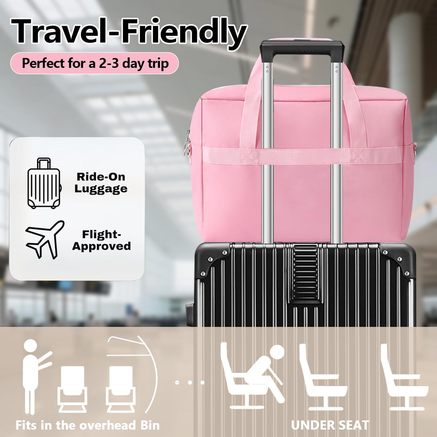 Gym Bag for Women Men, Water-Resistant Duffle Bag for Travel Sports, Lightweight Carry On Bag with Handles and Detachable Shoulder Strap
