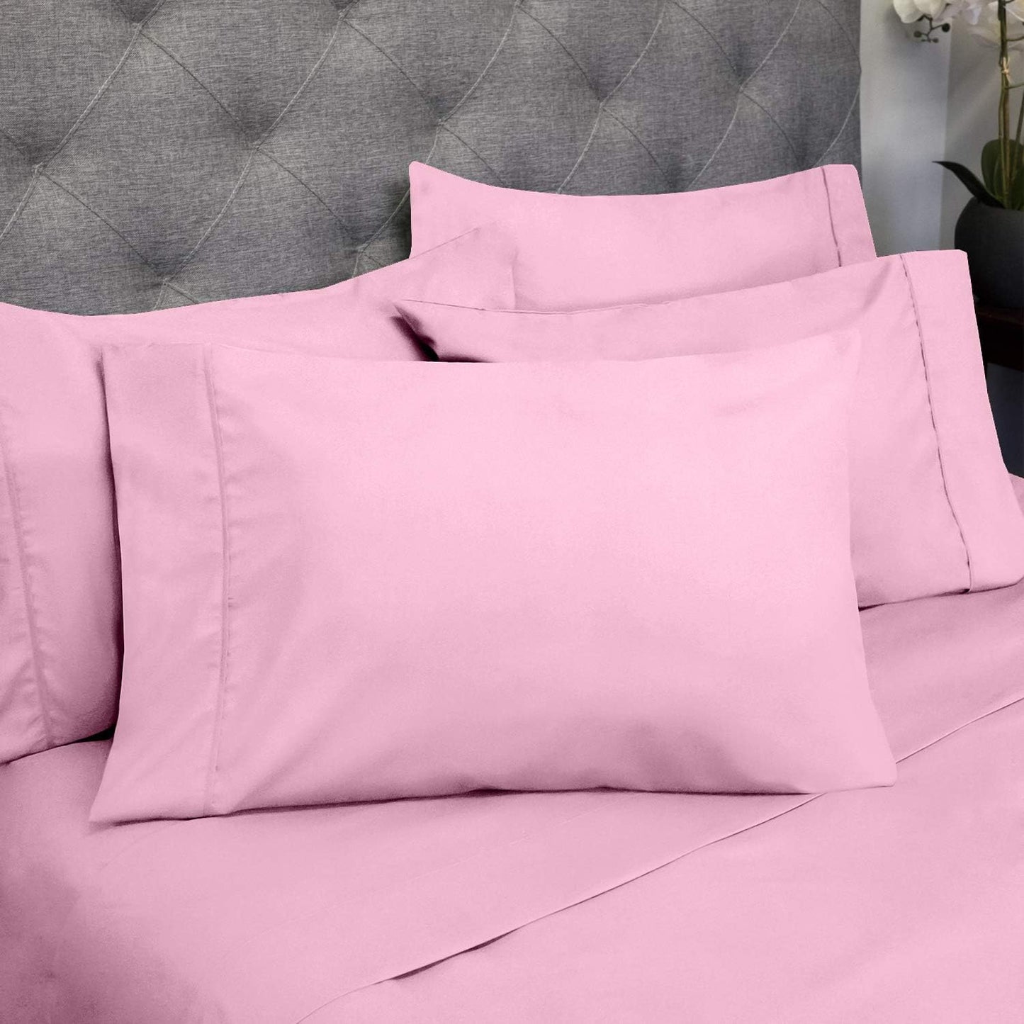 Sweet Home Collection Queen Sheets Pink - 6 Piece 1500 Supreme Collection Fine Brushed Microfiber Deep Pocket Queen Sheet Set Bedding - 2 Extra Pillow Cases, Great Value, Queen, Pink (Pack of 1)