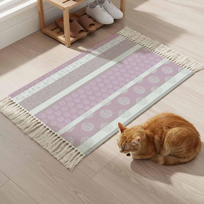 Farm Fruit Runner Rug 2x3 ft Strawberries Peach Watermelon Lemon Pink Striped Washable Hallway Rugs with Tassel, Non Slip Kitchen Runner Carpet for Living Room Bedroom Entryway