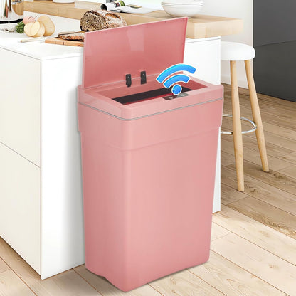 Dkeli Automatic Trash Can 13 Gallon Kitchen Trash Can for Bathroom Bedroom Home Office High-Capacity Plastic Touch Free Garbage Can with Lid Waste Bin 50 Liter, Pink
