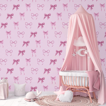 RUSPEPA Peel and Stick Wallpaper, 17.3 Inch x 6.5 Feet, Pink Bow Design Self Adhesive Removable Wallpaper Decorative Waterproof Contact Paper for Cabinets, Walls