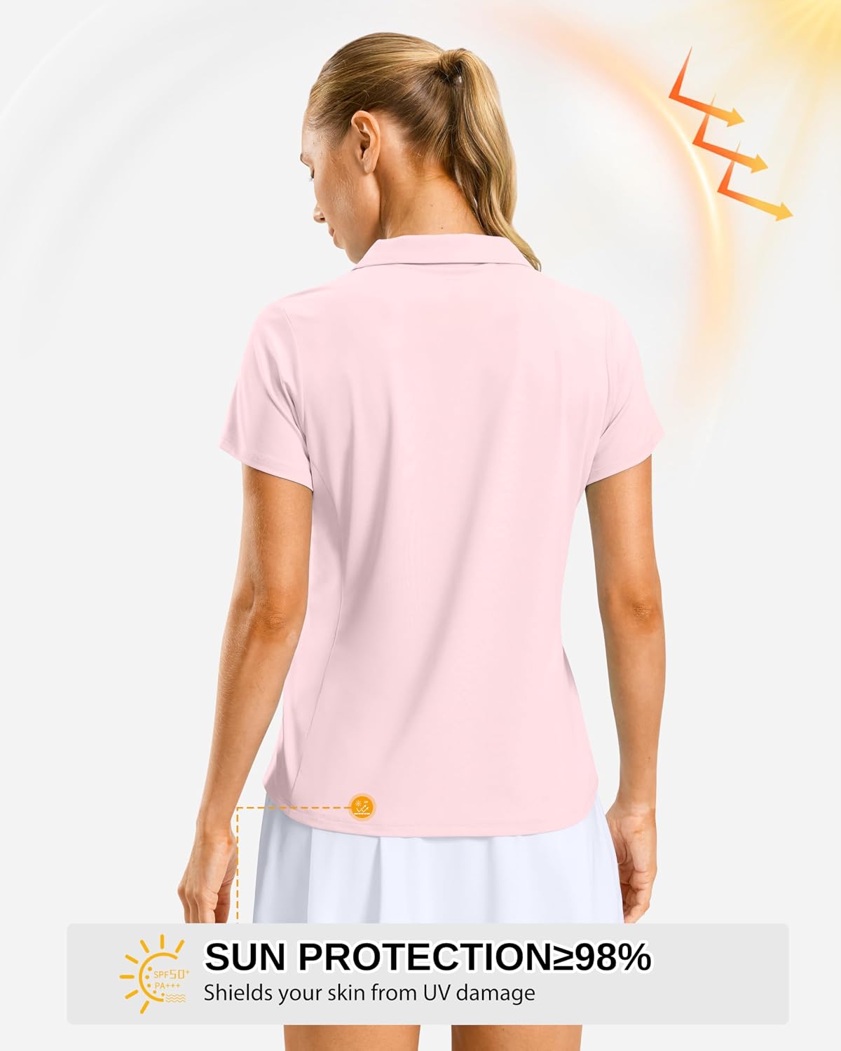 G Gradual Polo Shirts for Women Short Sleeve Golf Shirts V Neck Collared Top Cooling Lightweight UPF 50+ Tennis Work Dry Fit
