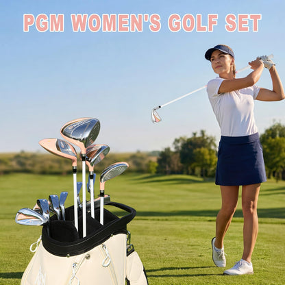 PGM Women's Golf Clubs Full Set for Right Handed with Driver Woods Hybrid Irons Wedges Putter, Lady Flex Complete Golf Set for Beginner to Intermediate Golfers with Headcovers and Club Bag