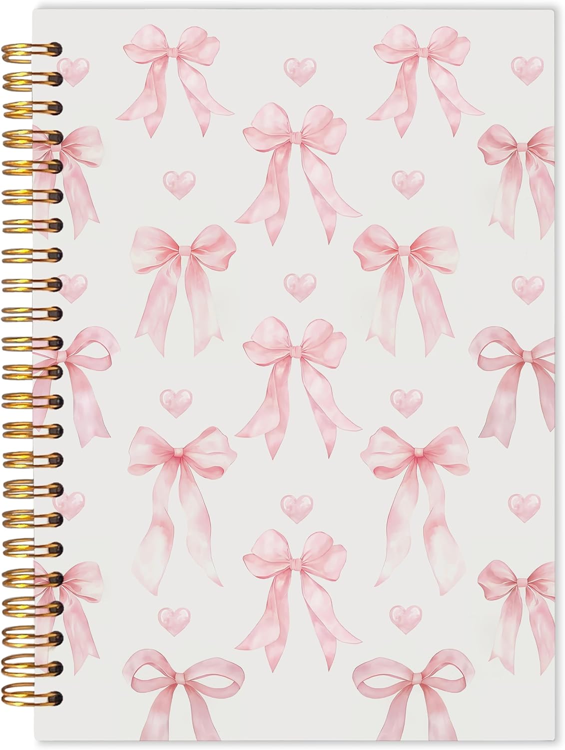 Pastel Pink Bow Notebook, Coquette Bow Journal, Preppy Aesthetic Notebooks for Women, Coquette Girly Office Supplies, Preppy Pink Hardcover Spiral Notebook 5.5x8.3 Inch