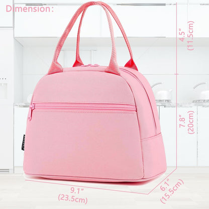 FlowFly Lunch Bag for Women Insulated Lunch Box Corduroy Lunch Tote Cooler for Travel Work Picnic, Pink