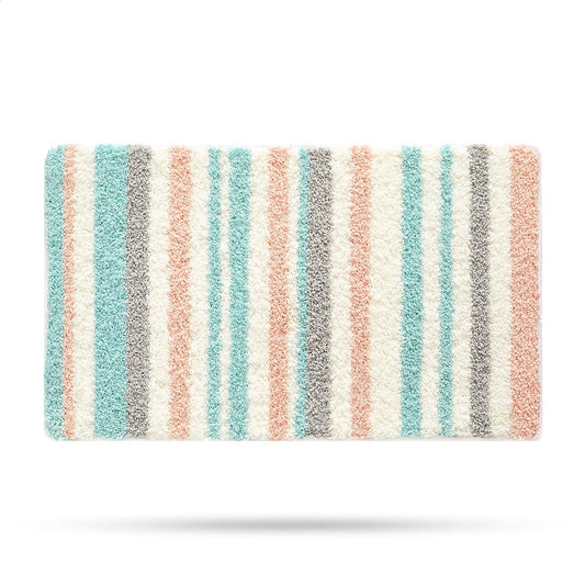 Stripes Bath Mat, Extra Soft Absorbent Bath Rug, Non-Slip Comfortable Bathroom Rug, Carpet for Tub, Shower, Bath Room, Machine Wash Dry, 16"x24", Pink
