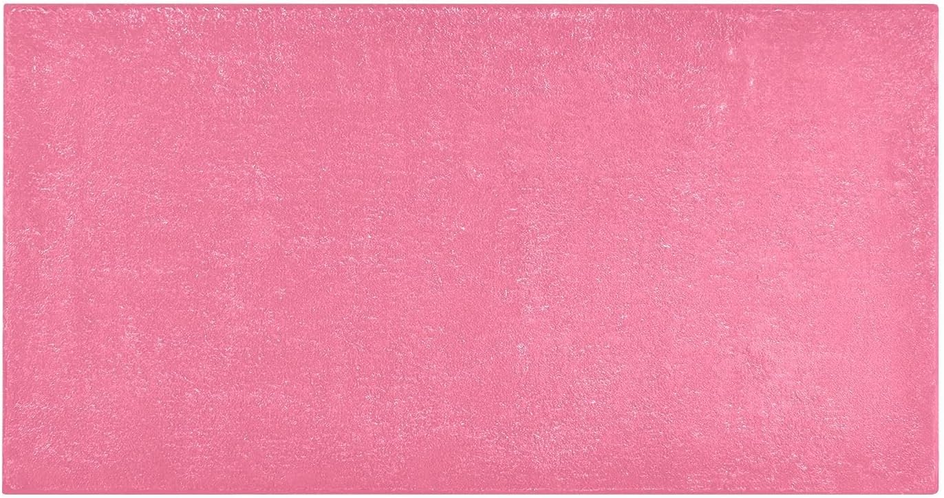 Bath Mat 39x20 Inch, Pink Solid Color Soft Absorbent Plush Rug, Non-Slip Washable Floor Mat for Bathroom Bedroom Kitchen Entryway Carpet