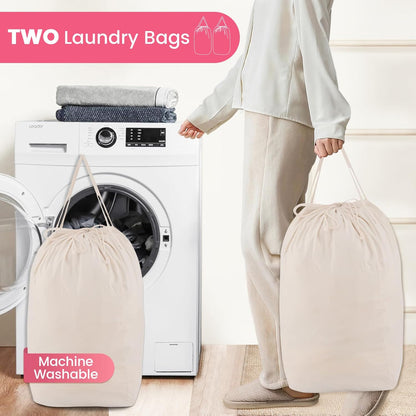 MCleanPin 220L Pink Laundry Hamper Large Collapsible Basket with Laundry Bags, Dirty Clothes Hamper,Laundry Basket with Handles,Washable Laundry Bags,Foldable Dorm Hamper for College (Rose Pink)
