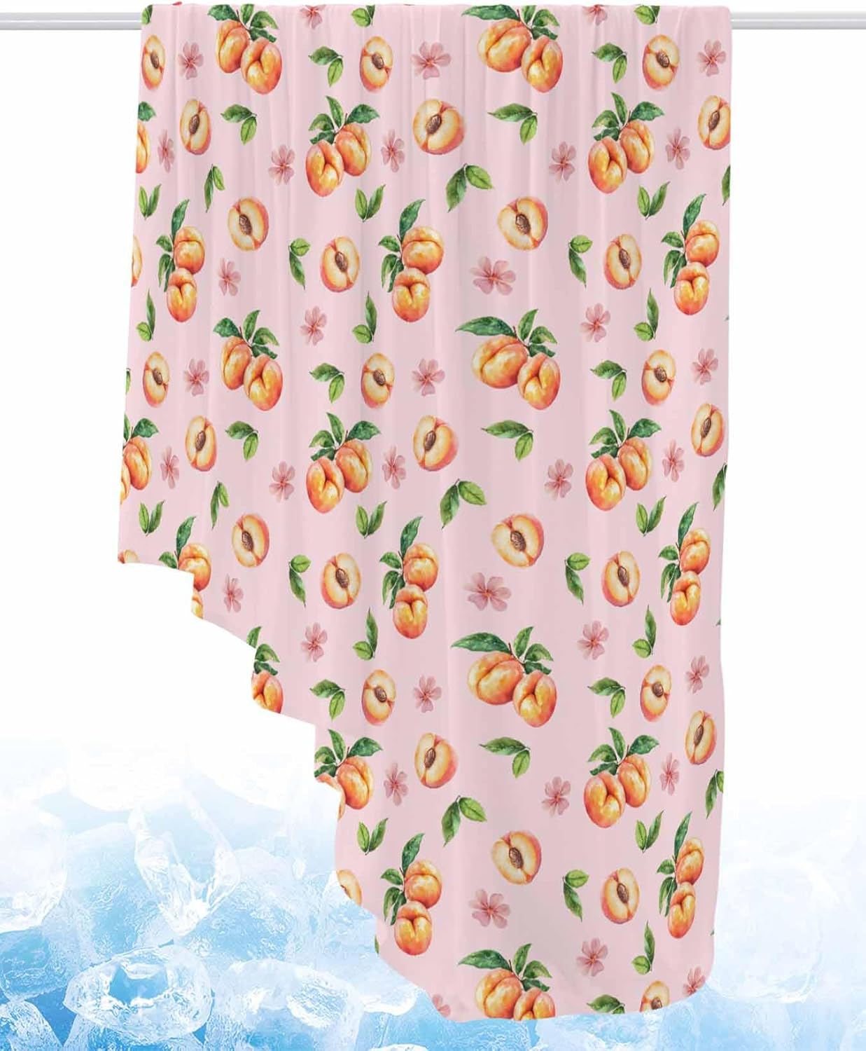 Cooling Blankets for Hot Sleepers Summer Peaches on Pink Background Lightweight Summer Throw, Watercolor Flower Soft Blanket with Cold Effect for Couch Sofa Bed Office,30x40in