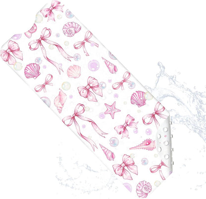 Bath Mat for Tub Non Slip, Cute Bow Bathtub Mats for Girls Non Slip Shower Mat, Machine Washable 40"x16" Long Pink Tub Mats with Suction Cups and Drain Holes for Toddler & Women, Bathroom Decor(Bows)