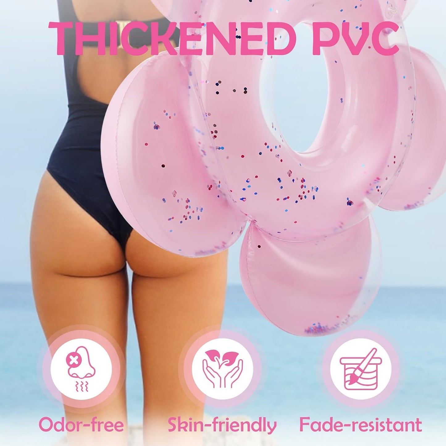 HeySplash Pool Floats, Inflatable Pool Float, Large Floatie for Bachelorette Party, Swim Tube River Lake Beach Bride Wedding Decor Fun Toy Raft Adults