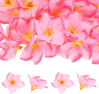 M METERXITY 30-Pack Artificial Plumeria Flowers, Fake Silk Heads Flower Hawaiian Plumeria Petal for DIY Crafts/Dress/Wedding/Party Decoration [Pink, 3.9"/ 10cm]