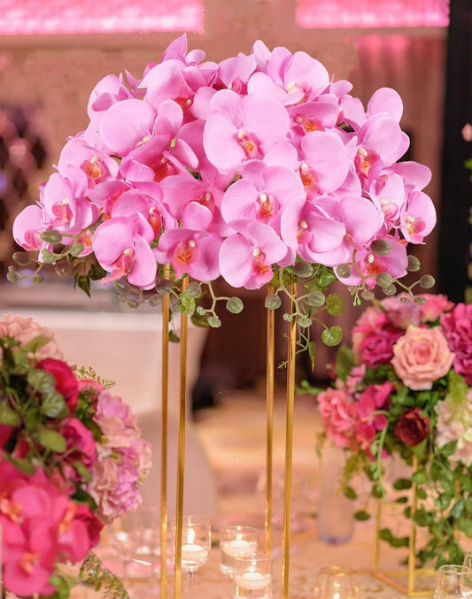 38 Inch 6 PCS Orchids Artificial Flowers Pink Fake Orchids Velvet Silk Orchids Faux Orchid Flowers Long Stem Artificial Flowers for Tall Vase for Home Wedding Decoration(Light Pink)