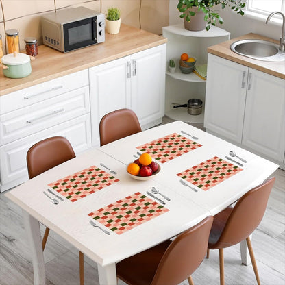 Checkered Geometric Placemats Set of 4 Pink Green Red Plaid Table Mats Decoration Checkerboard Modern Aesthetic Place Mat Decor 18"x12" Non-Slip Easy to Clean Washable Pink