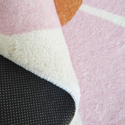 Flower Shaped Round Area Rug,Washable Round Soft Floral Area Rugs for Living Room Girls Bedroom Fluffy Circle Nonslip Circular Indoor Floor Mat for Entryway Kitchen-31.5" Round,Pink