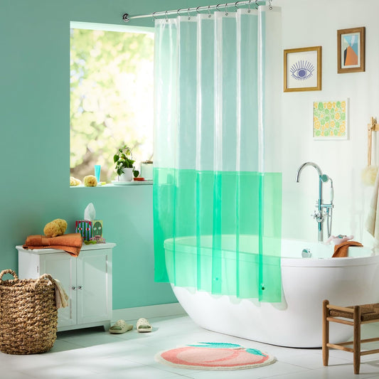 TOWN & COUNTRY PLAY Peachy Clean Peach Fruit Shaped Bath Mat, Absorbent Tufted Floor Mat, Non-Slip Backing, Machine Washable, Peach/Green, 30.3"x29.5"
