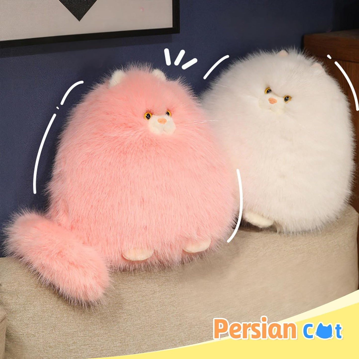 PEACH CAT Fat Cat Stuffed Animal 11.8" Big Kitten Plushies Cute Plush Toys Birthday Gifts for Kids Pink