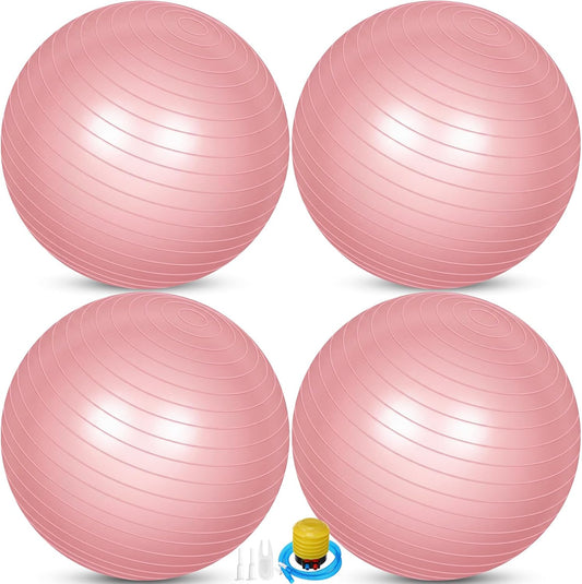 Leyndo 4 Pcs 26 Inch Yoga Exercise Ball Pilates Pregnancy Birthing Fitness Ball with Quick Pump Anti Burst for Improved Posture, Balance, Yoga, Pilates, Training