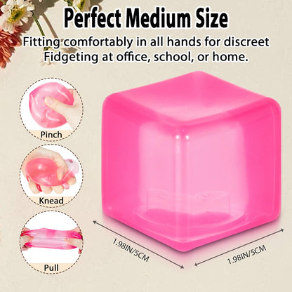 Ice Cube Squishy Stress Ball,1.98"*1.98" Medium Squishy Cube Fidget Toy, Ice Cube Pieces Silent Nice Square Shape Anxiety Sensory Squishy Fidget Toy Slow Rise, Classroom Prizes, Calming Kids(Pink)