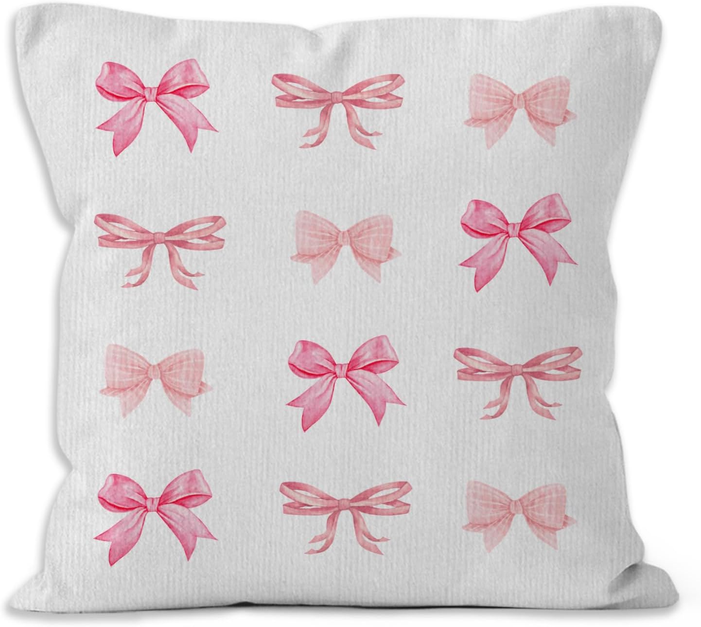 Pink Bow Throw Pillow Covers, Coquette Pillow Covers, Girly Decorative Pillow Covers for Girls Room Aesthetic, Coquette Room Decor, Bow Room Decor, Preppy Trendy Decor Pillow Covers 18x18