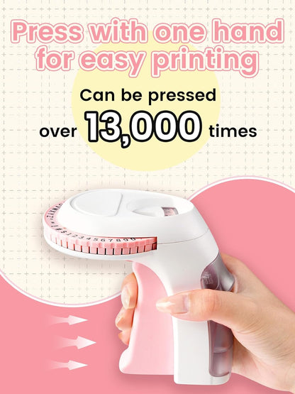 Pink Embossing Label Maker, Scrapbook Supplies Junk Journal Kits, Vintage Embossed Manual Labelmaker with 10 Rolls 3D Tapes, Retro Old School Embosser for DIY Crafts & Scrapbooking, Omega S