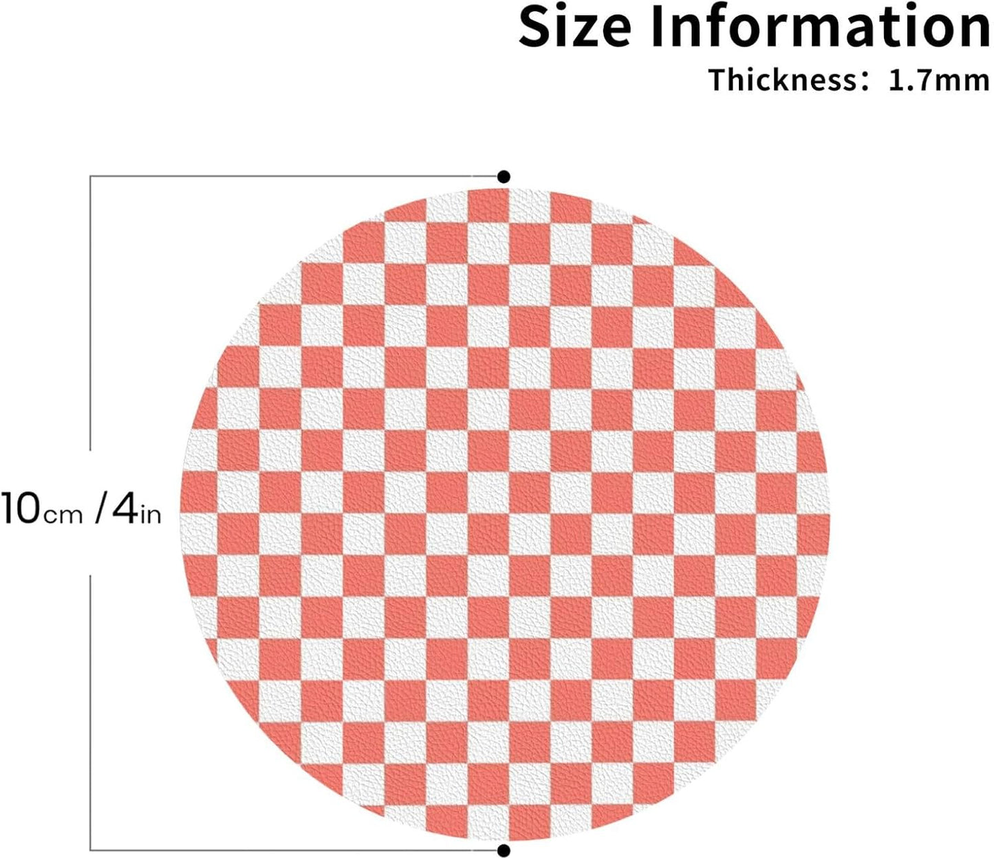 Pink and White Checker Pattern Drinks Coasters Set of 4 Leather Drink Coasters for Tabletop Protection Heat Resistant Bar Cup Mat Pad