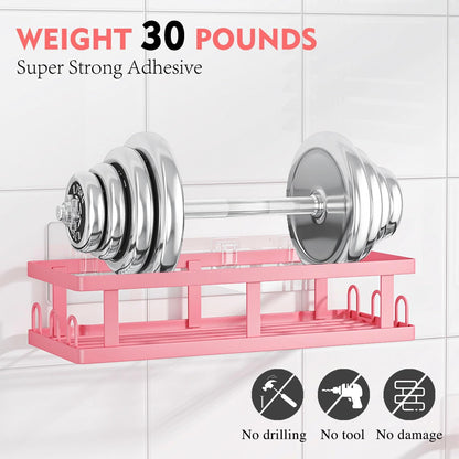 Youvip 6 Pack Shower Caddy, Adhesive Shower Shelves with Soap Holder, No Drilling Rustproof Large Capacity pink bathroom decor accessories, Pink