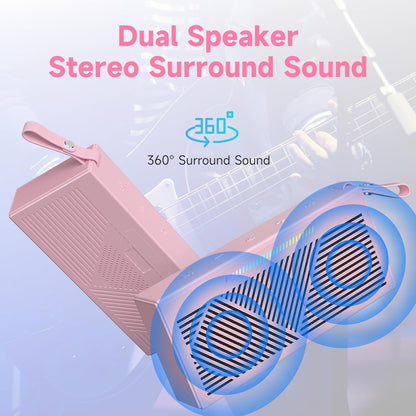 HOTTABLET Bluetooth Speaker Wireless Portable IPX5 Waterproof for Home Party Outdoor Beach, Pink
