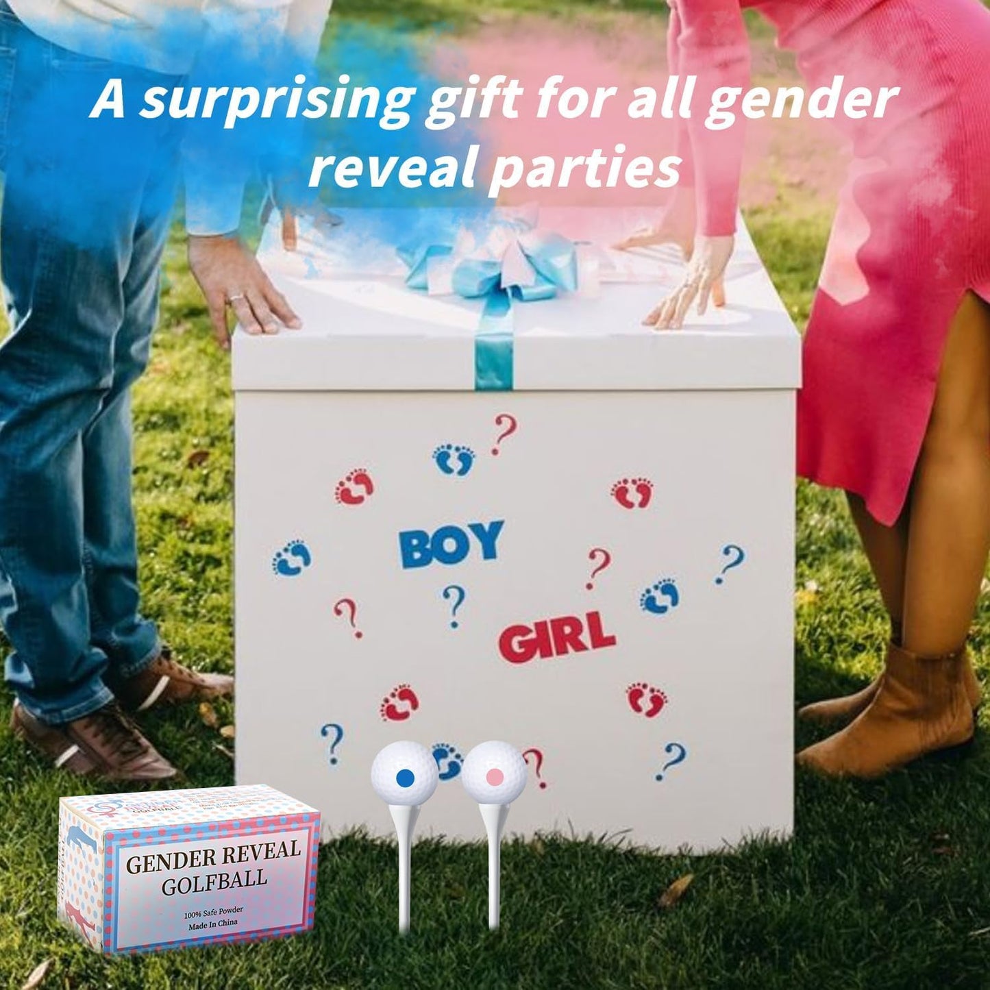 Gender Reveal Golf Balls Exploding Golf Ball (1Pink 1Blue with 2Wooden Tees per Pack) Girl or Boy Baby Reveal Ideas Baby Gender Decoration Ideas Theme (1 Blue 1 Pink)
