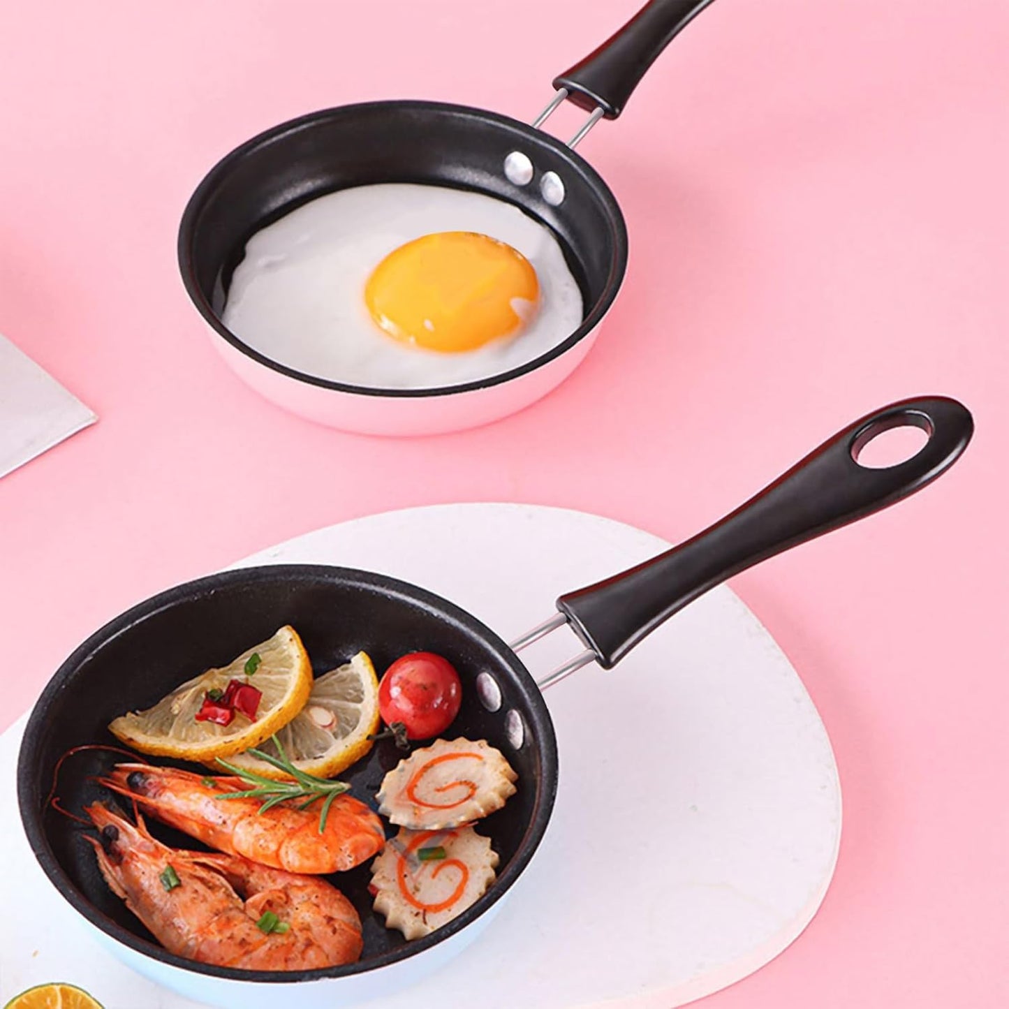 Non Stick Frying Pans Stainless Steel Skillet Small Omelet Pans Calibre 4 Inch(4 Inch, Pink)