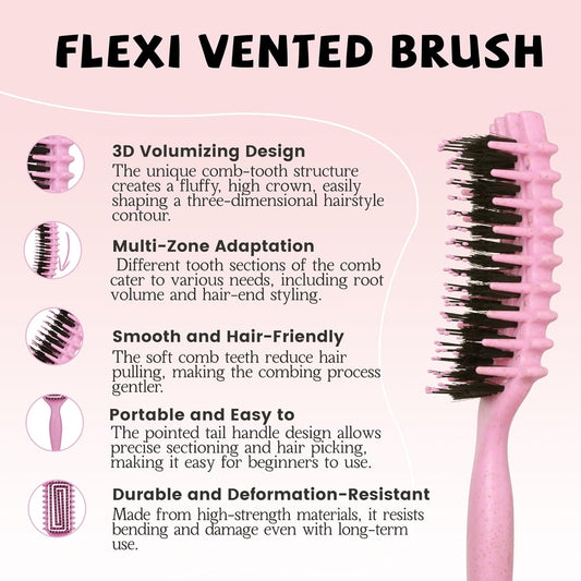 Detangler Brush – Curly Hair Brush for Women, Men & Kids | Flexi Vented Brush with Unique Comb Structure for Wet or Dry Strands (Blush Pink)