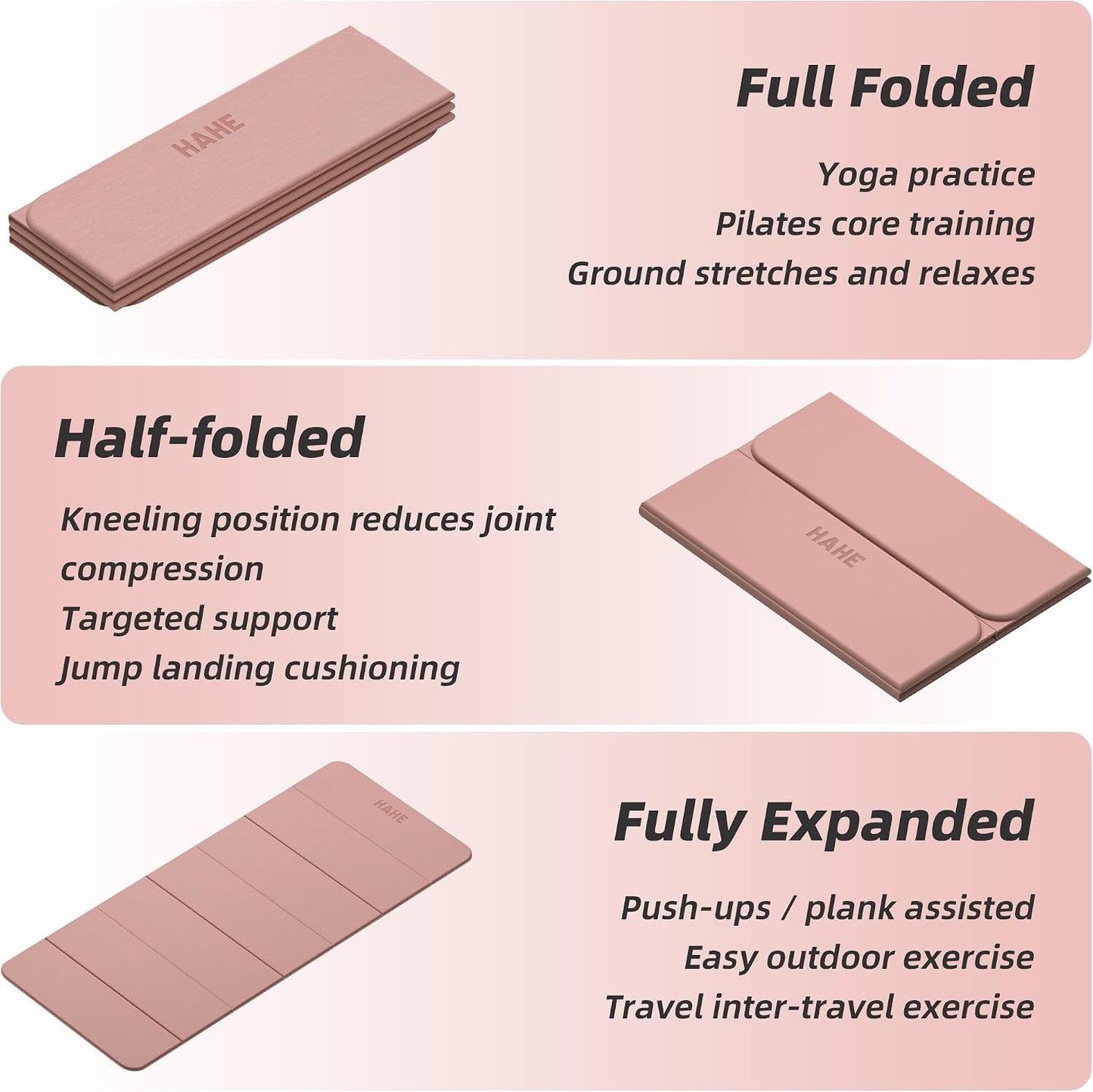 Foldable Yoga Mat,74"Lx32"Wx1/3"Thick,Folding Exercise Mat,Non-slip Wide Pilates Mats for Home Workout/Travel, Portable Yoga Mat Thick for Yoga/Pilates/Camping/Floor Exercises
