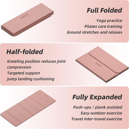 Foldable Yoga Mat,74"Lx32"Wx1/3"Thick,Folding Exercise Mat,Non-slip Wide Pilates Mats for Home Workout/Travel, Portable Yoga Mat Thick for Yoga/Pilates/Camping/Floor Exercises