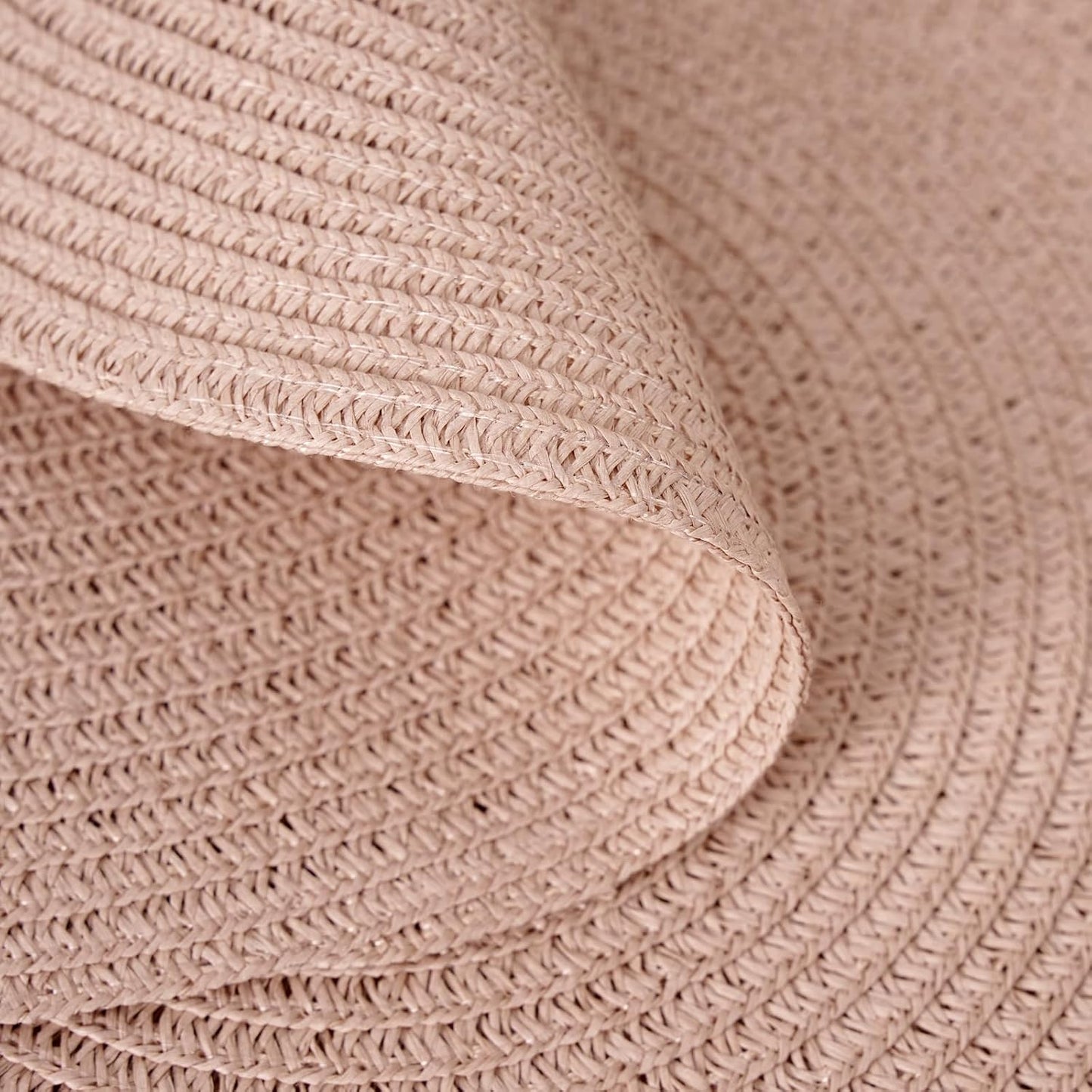 15 Inch Round Braided Woven Placemats Set of 6 Heat Resistant Non-Slip Circle Paper Table Mats for Kitchen Dining Tables (Pink)
