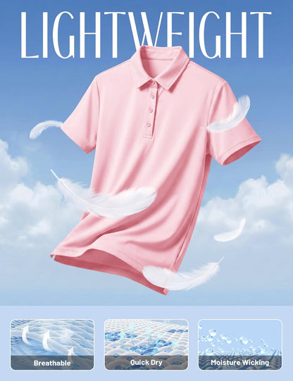 TACVASEN Women's Golf Polo Shirts Short Sleeve UPF 50+ Sun Protection Golf Shirts for Women Quick Dry Collared Polos