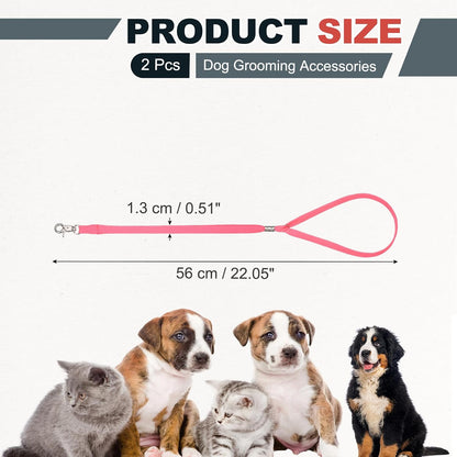 Pet Dog Grooming Loop, Dog Cat Safety Rope, Nylon Adjustable Groomer Helper Pet Grooming Loop Leash, (Pink, 2 Pcs), Intended for Small Medium Puppies/Bathing/Hair Cutting/Washing