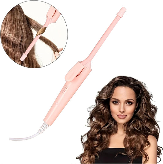 Mini Curling Iron for All Hair Types, Dual Voltage, Fast Heating in 30s, 5 Temp Settings for Tight Curls & Ringlets, Auto Shut-Off, Gifts for Women (Pink, 1/2 Inch Travel Curling Iron)