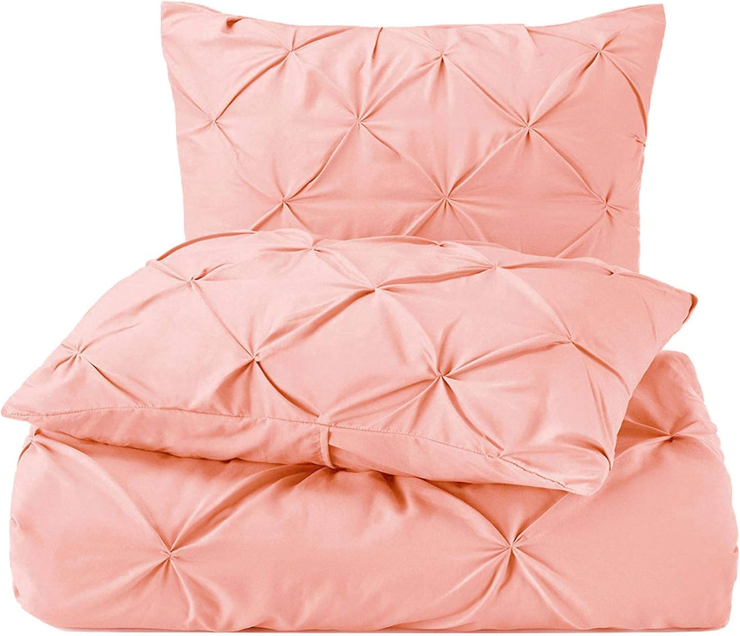 Pillow Cases Standard Peach Pure Cotton 800 Thread Count Pinch Pleated Pillow Cover Set of 2 Pillowcases 20X30 Inches