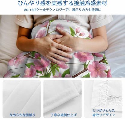 Spring Peaches Cooling Blanket for Hot Sleepers & Night Sweats, Peaches Flowers Wood Grain Blanket Breathable Lightweight Throw Blanket Thin Cooling Comforter (30" x 40")