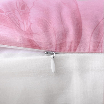 Bonhause Pink Purple Tulips Floral Throw Pillow Covers 18 x 18 Inch Spring Summer Flowers Leaves Decorative Pillows Case Soft Velvet Cushion Covers for Outdoor Couch Sofa Garden Decor Set of 4