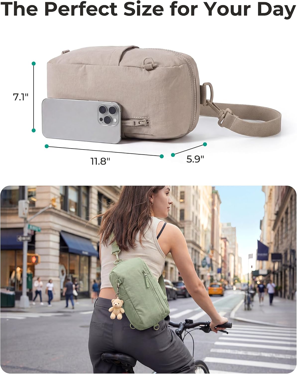 BAGSMART Small Sling Bag for Women, Fast Track Crossbody Bag Mini Backpack purse for Daily Travel Gym