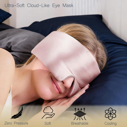 Satin Sleep Eye Mask, 100% Complete Blackout Sleeping Mask for Women Men Side Sleepers, Zero Pressure Eye Shade with Adjustable Strap, Lightweight Breathable Night Blindfold for Travel Shift Work Naps