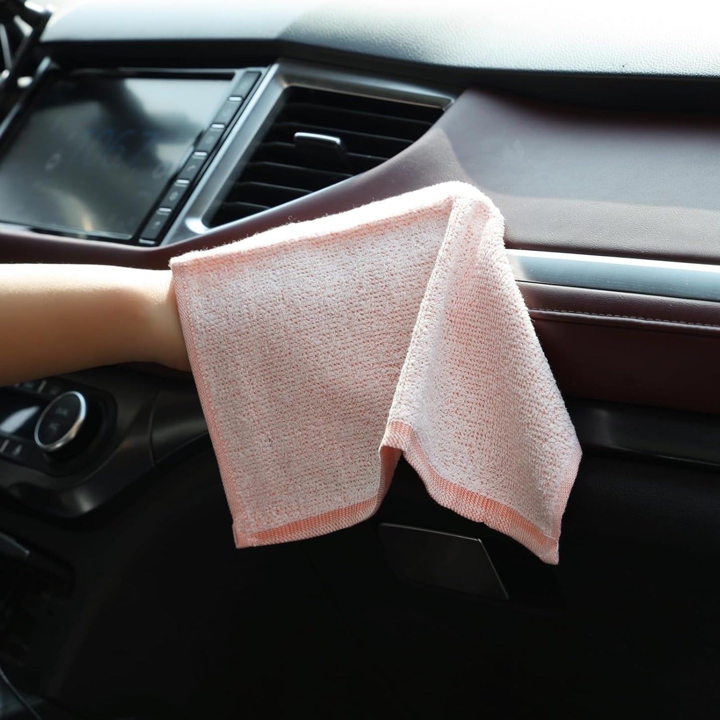 Oeleky Pack of 24 Kitchen Dish Cloths, Cotton Shop Rags, 11x11 Inches, Absorbent Cleaning Dish Rags for Home and Kitchen (24, Pink)