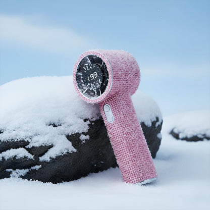 Portable Handheld Turbo Fan - Fashion Full Diamond 1800mAh USB Rechargeable Personal Battery Operated Mini Small Pocket Mini Fan for Travel/Outdoor/Vacation/Beach/Outdoor Activities (Pink)
