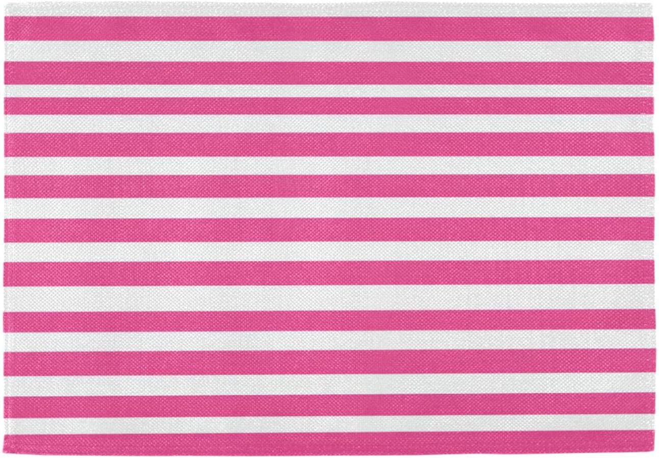 ALAZA Pink White Striped Set of 6 Placemats Rectangle Table Mat for Dining Table Restaurant Kitchen Home Decor, 12" x 18"