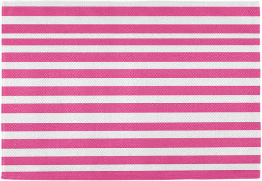 ALAZA Pink White Striped Set of 6 Placemats Rectangle Table Mat for Dining Table Restaurant Kitchen Home Decor, 12" x 18"